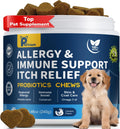 Dog Allergy Relief Chews, Helps Relieve Itchy Skin, Paw Licking & Ear Irritation, Dog Allergy Supplement with Probiotics for Skin & Immune Support, Colostrum & Fish Oil