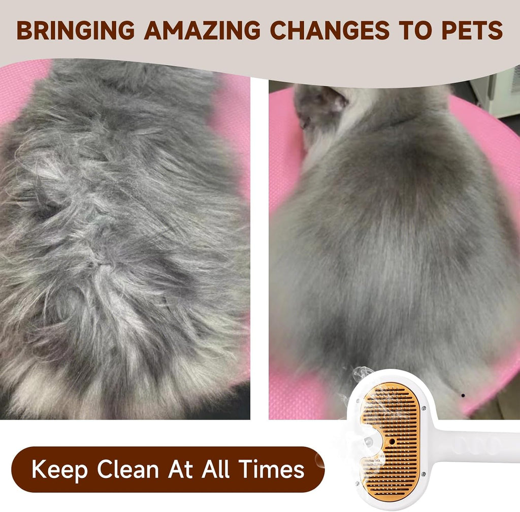 Pet Steam Brush for Dog & Cat Includes Waterless 2*Shampoo