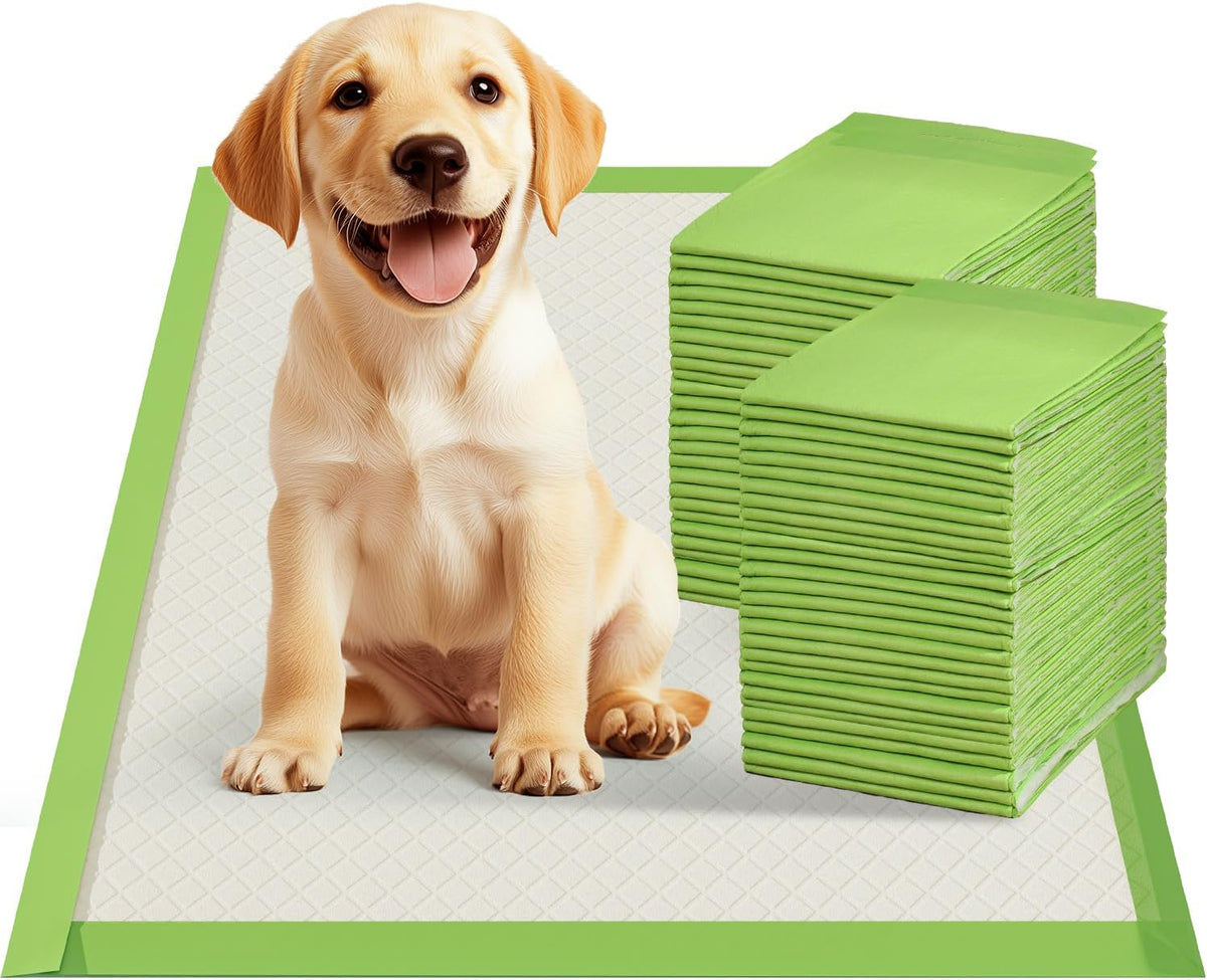 Gardner Pet Dog Pee Pads Extra Large 28"x34", XL Thicker ECO Green Disposable XLarge Puppy Training Pads Super Absorbent Full Edge-Wrapping Pad for Dogs, Puppies, Doggie, Cats, Rabbits-(30 Count) | Extra Large(XL) 28"x34", Max Absorbency Disposable Puppy 