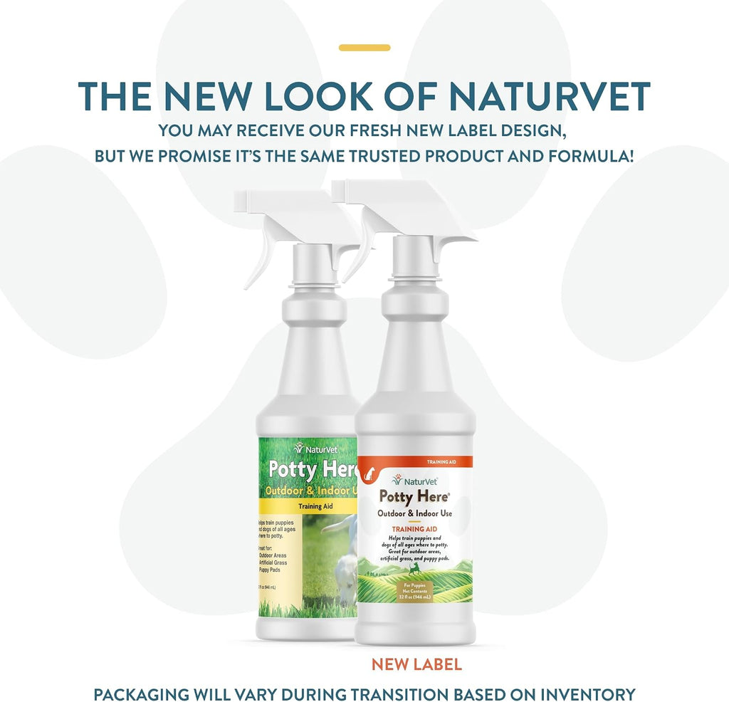 NaturVet Potty Here Training Aid Spray for Puppies and Dogs - 32 oz | Train Puppies & Dogs Where To Potty, Formulated For Indoor & Outdoor Use