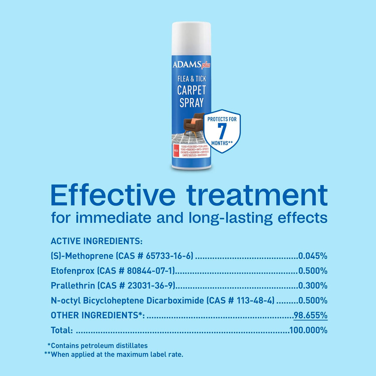 ADAMS Plus Flea & Tick Carpet Spray, Flea Spray for Home, 16 Oz