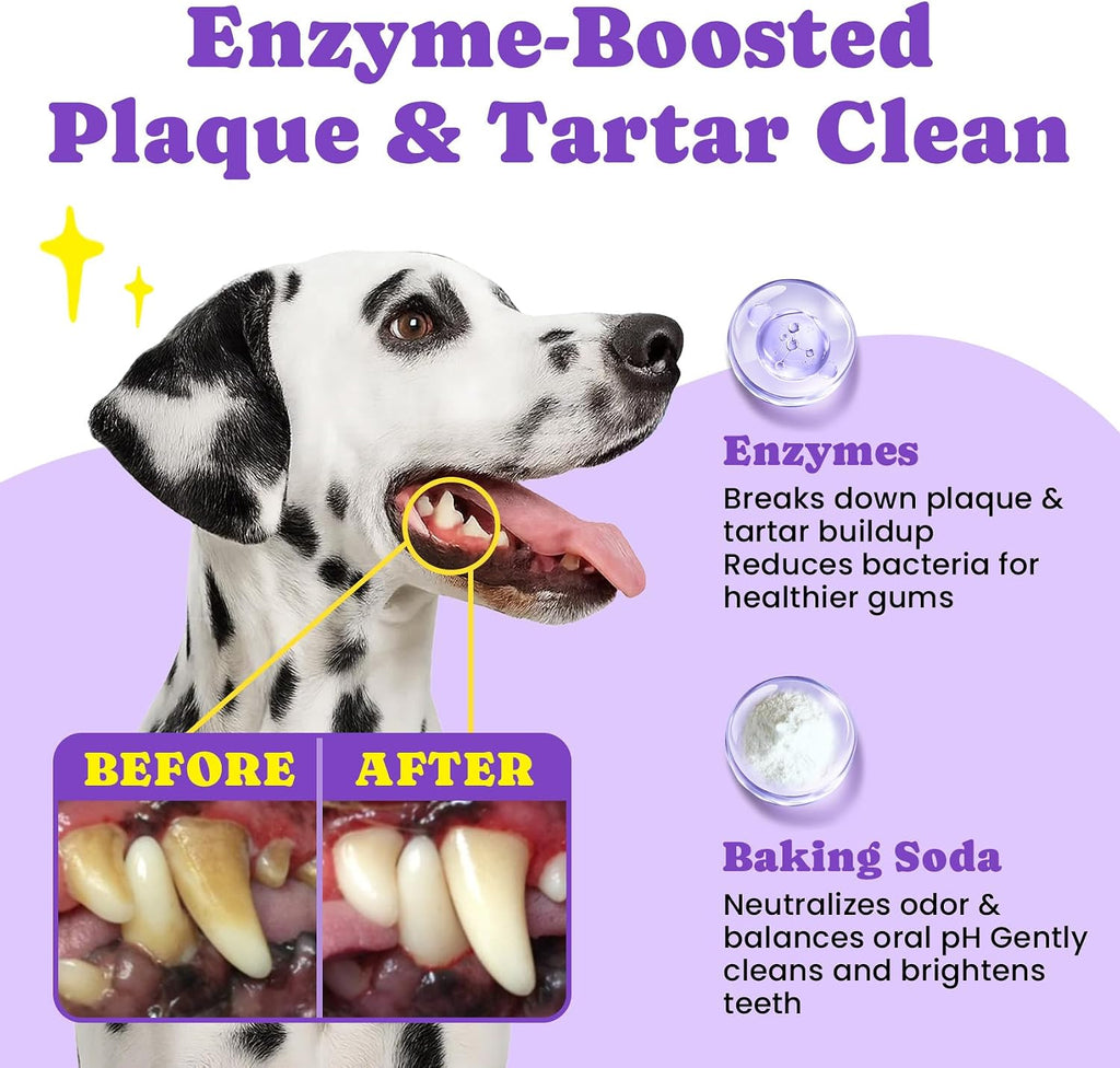 No-Rinse Dog Dental Care Wipes, Cat & Dog tooth brushing kit, Dog Wipes for Pet & Cat Teeth Cleaning, Dog toothbrush Finger Dental Wipes to Remove Plaque & Tartar, Disposable Dog Wipes - 50 Count