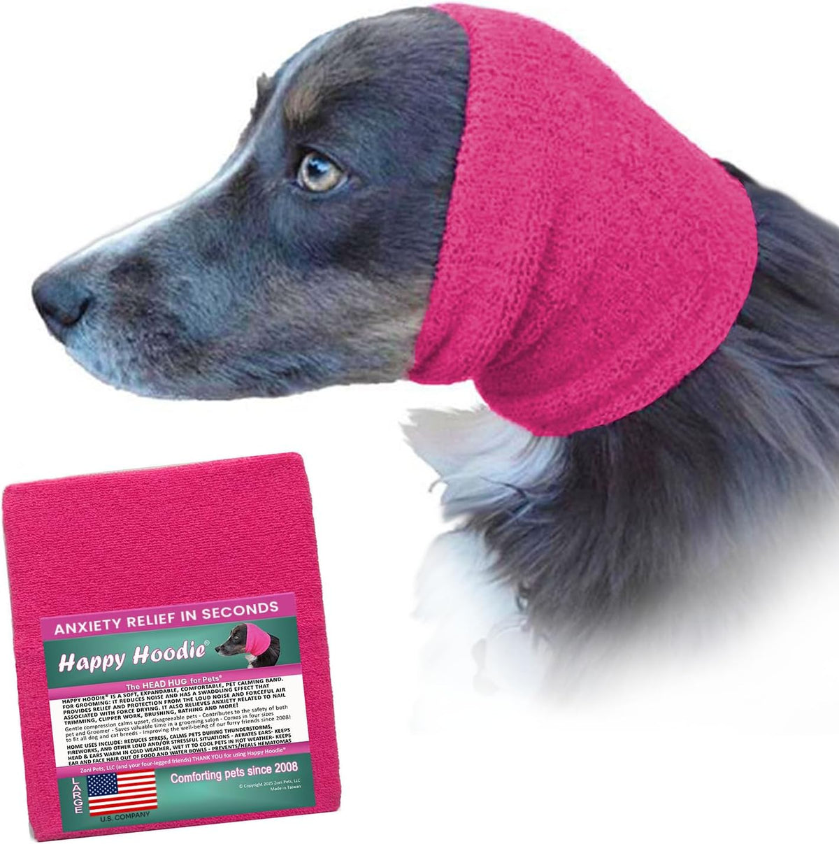 Happy Hoodie The Original Dog & Cat Calming Band for Noise & Anxiety Relief