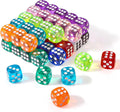 50 Pieces Dice Set, Translucent 6 Sided Colored Dices for Board Games, Math Learning, Classroom, Parties