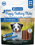 N-Bone Jumbo Puppy Teething Sticks, Chicken Flavor, Natural Puppy Chew Sticks for Growing Puppies, SQF Certified, Made with Rice Flour for Easy Digestion, Calcium Enriched, 7 ct. Pouch (7.3oz)