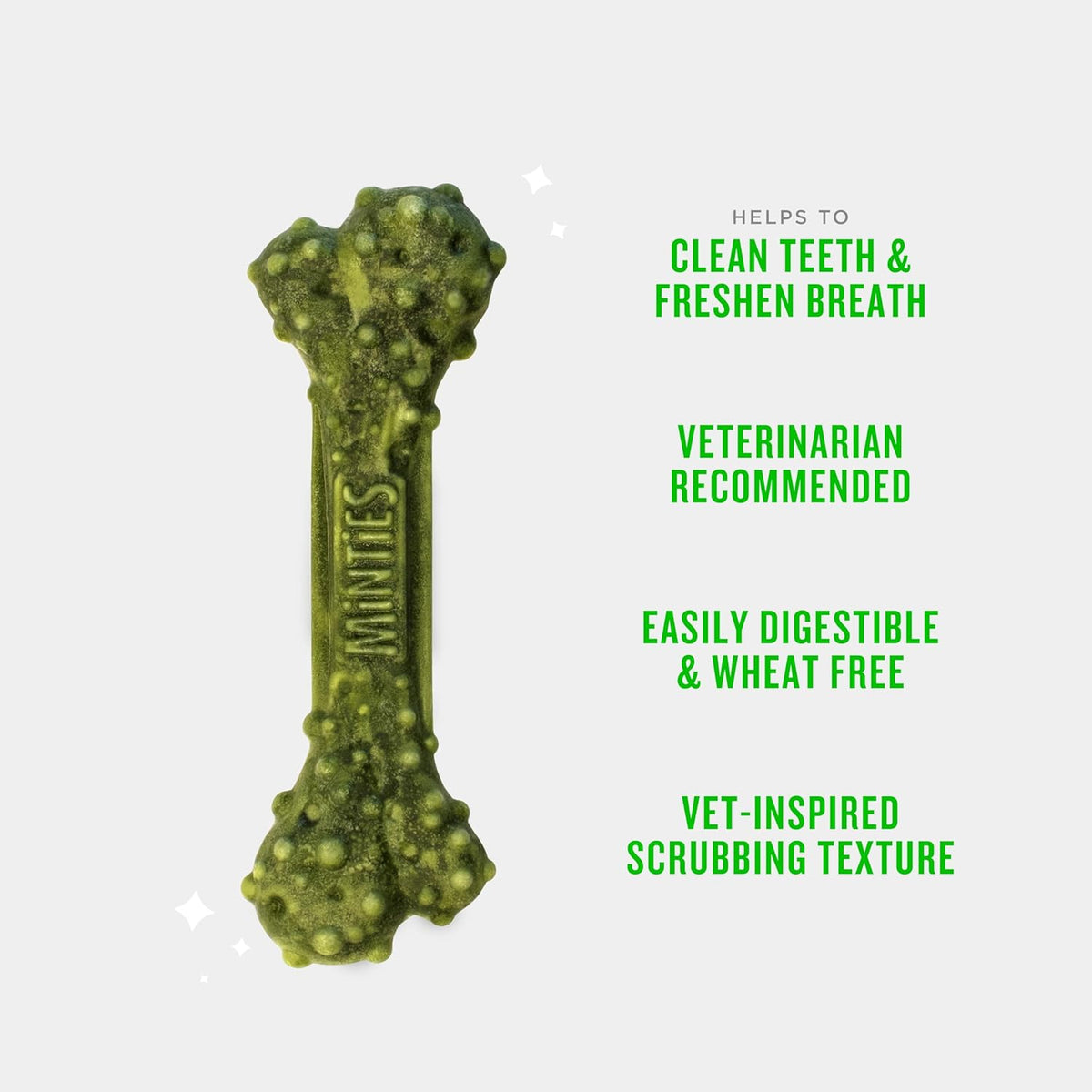 Minties Dental Chews for Dogs, 60 Count, Vet-Recommended Mint-Flavored Dental Dog Treats for Medium Dogs, Bones Clean Teeth, Fight Bad Breath, and Removes Plaque and Tartar | Vet-recommended mint dental bone; scrubs teeth as dogs chew; fights plaque, tart