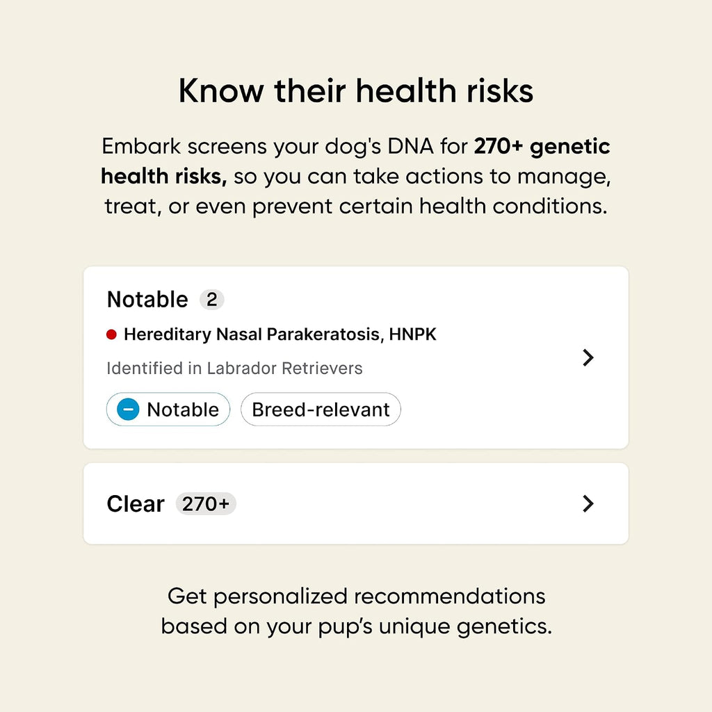 Embark Breed & Health Dog DNA Test – 400+ Breeds, 270+ Health Risks | Only dog DNA test with allergy risk scores. Coat traits, canine relative finder, genetic cancer risk score included.