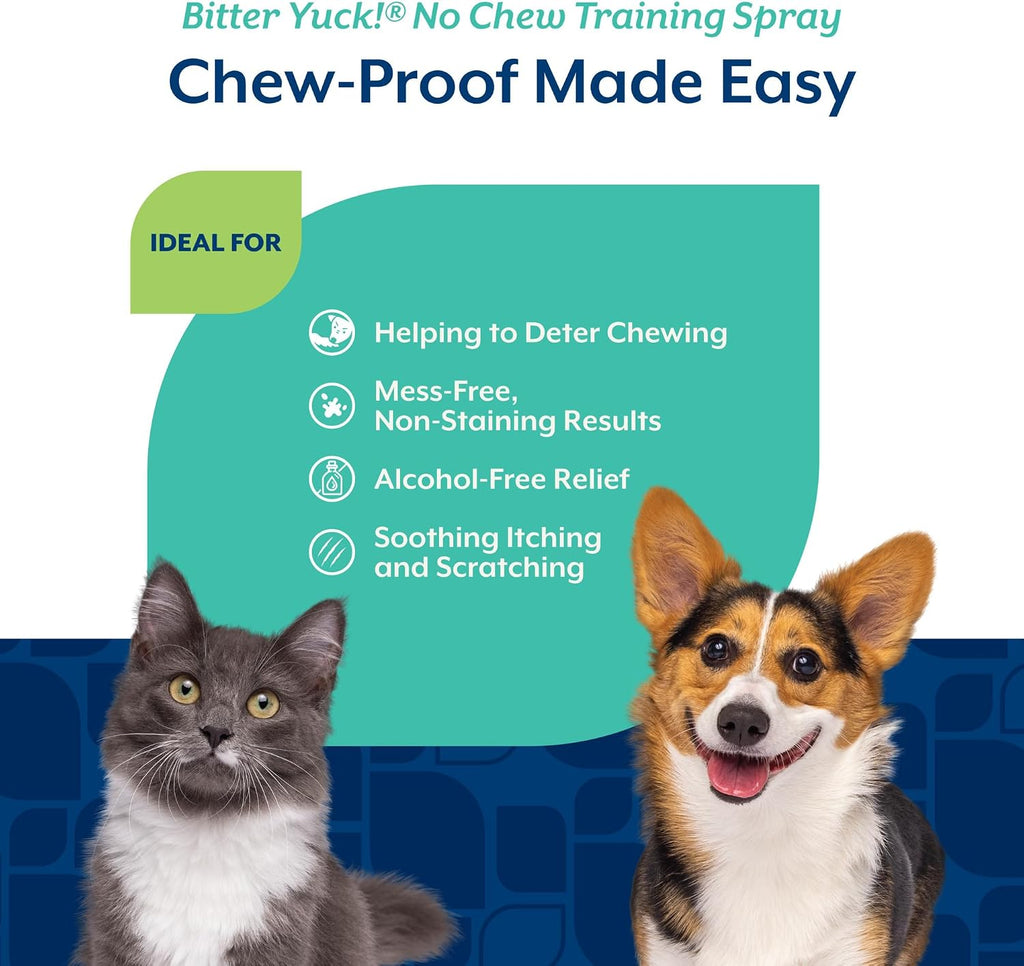 NaturVet Bitter Yuck! No Chew Training Spray for Pets - 8 Ounce | Horses Pet Training Spray, Liquid, Made in The USA, 8 Ounce