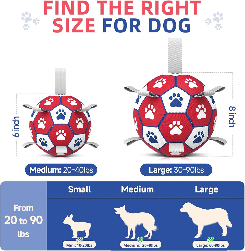 Diman Dog Balls,6 Inch Balls for Dogs with Straps, Dog Soccer Ball, Red | Dog Toy Balls for Small Medium Dogs, Outdoor Dog Toys, Dog Pool Water Toys,Puppy Toys to Keep Them Busy, Puppy Birthday Gifts