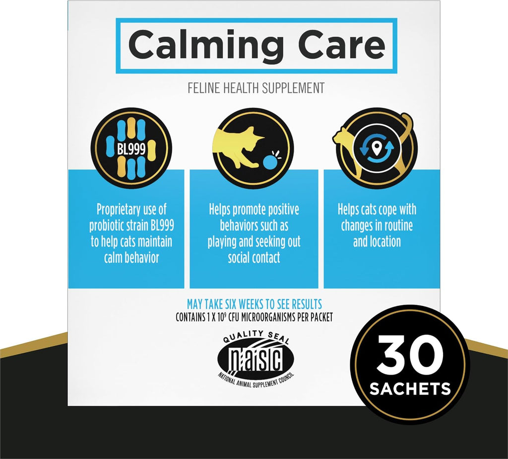 Pro Plan Veterinary Diets Calming Care Cat Supplements Probiotic Powder for Behavioral Support, 30-Count Box