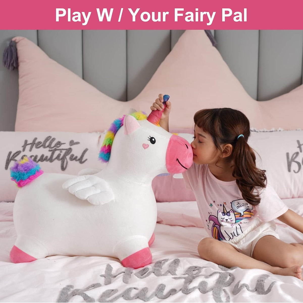Bouncy Pals Toddler Unicorn Hopper Toy Girl Gift, Outdoor Ride Animal Horse