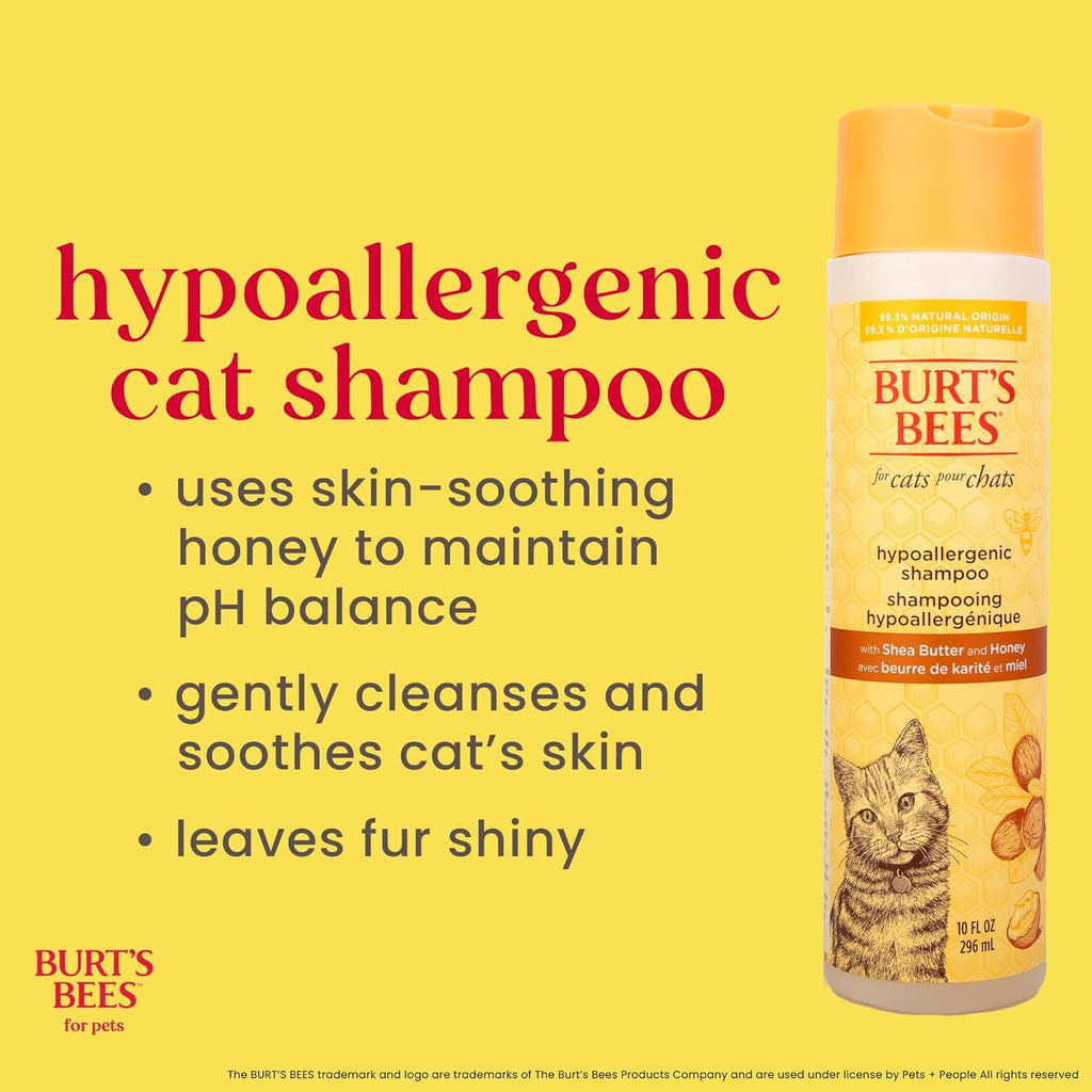 Burts Bees for Pets Hypoallergenic Cat Shampoo, Unscented, 10 Fl Oz
