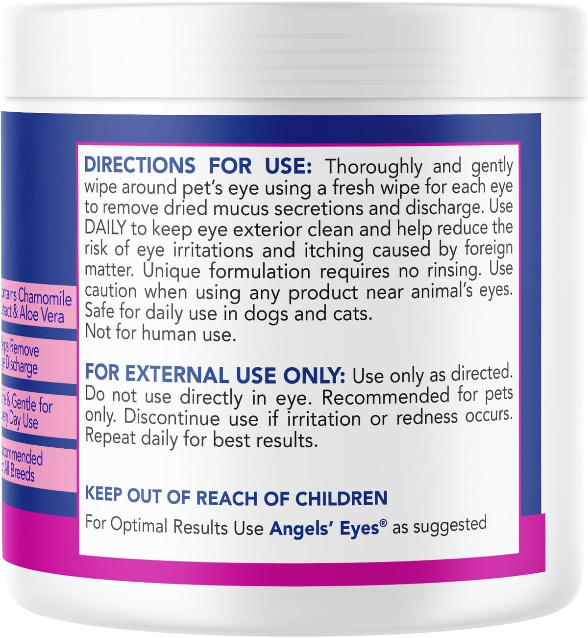 Angels' Eyes Dog & Cat Tear Stain Wipes | Eye Stain Remover Pads 100ct