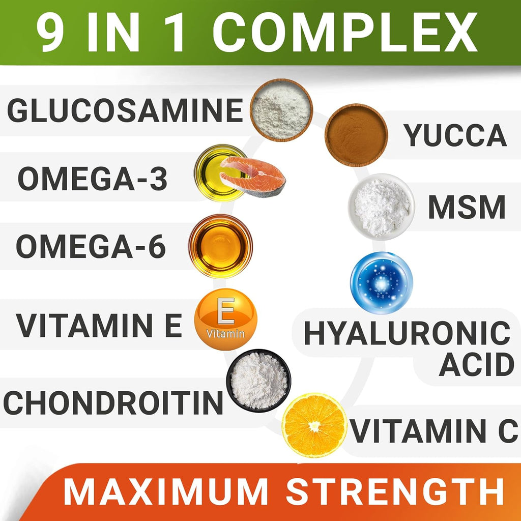 Advanced Glucosamine for Dogs, Chondroitin & MSM Hip Joint Supplement Chews | Made in USA - Supports Hip Joint Mobility w/Omega-3 - Joint Pain Relief - Chewable Treats, All Breeds - Vet-Approved (120Ct)