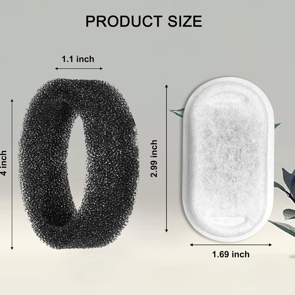 Cat Water Fountain Filters for 108/3.2L& 67oz/2L Stainless Steel Pet Water Dispenser Fountain Filter Replacement with 8 Sponges (8 Filters&8 Sponges)