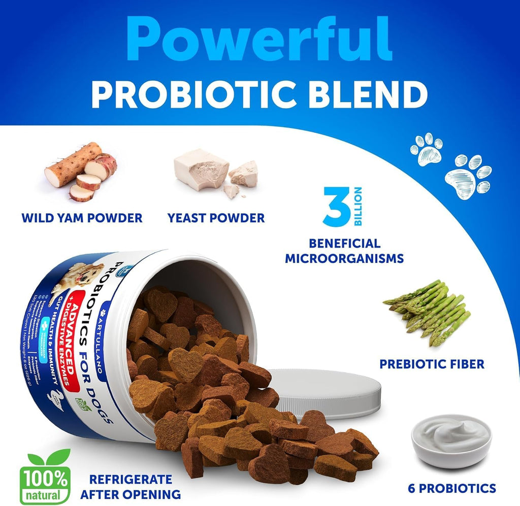 Probiotics for Dogs - 120 Chews - Dog Yeast Probiotic - Dog Probiotics | Dog Probiotics for Yeast, Itchy Skin and Itchy Ear - w/ Prebiotics, Digestive Enzymes - Gut Health Probiotic Chews for Dogs