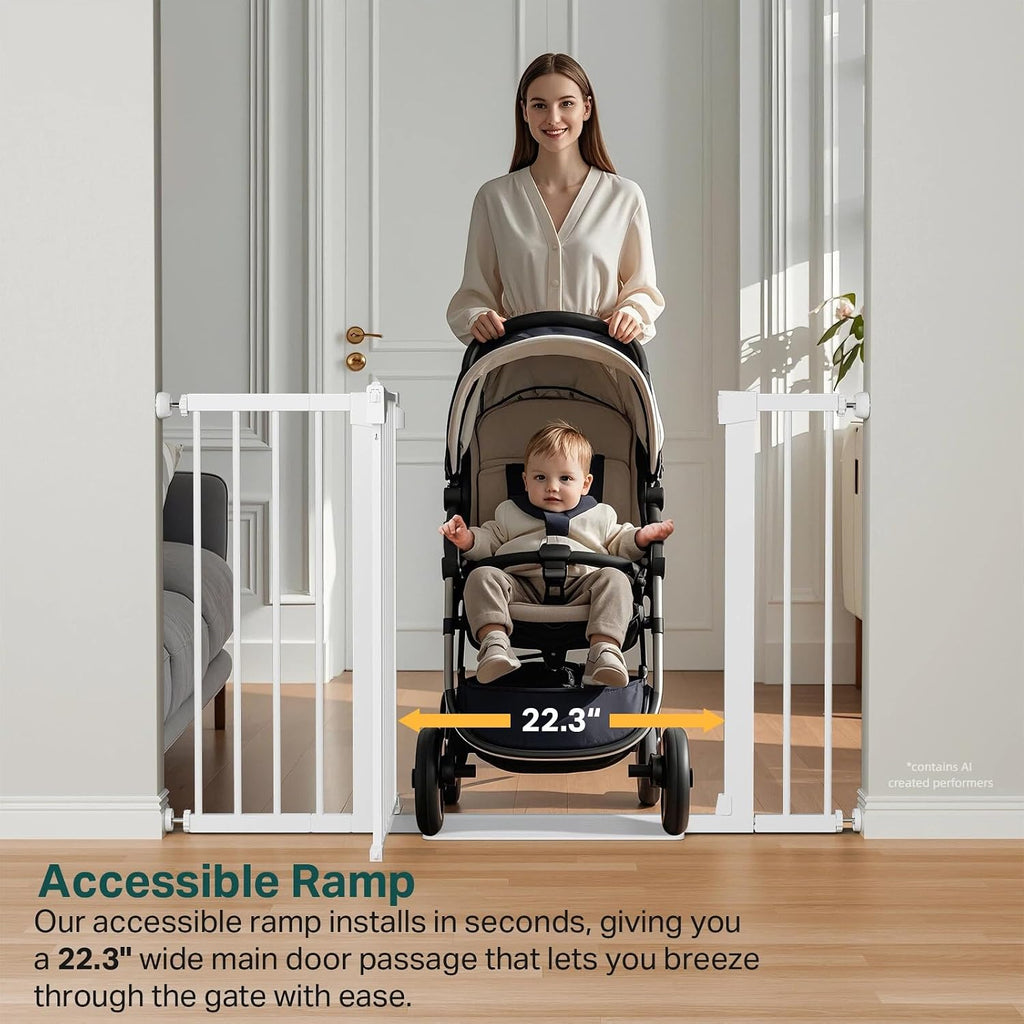 Cumbor 30-48 in Baby Gate for Stairs, Auto Close Dog Gate Indoor, White