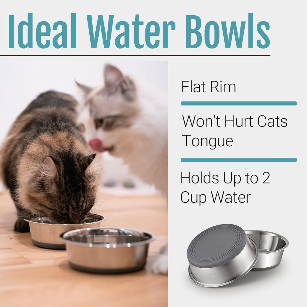 PEGGY11 Nonslip Stainless Steel Dog Cat Bowls, 2 US Cup Each, 2 Pack