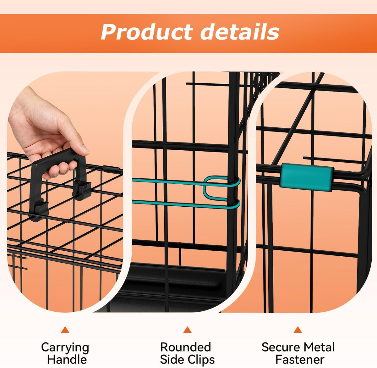 FDW | 30" Foldable Metal Dog Crate | Black | Cage for Medium Dogs