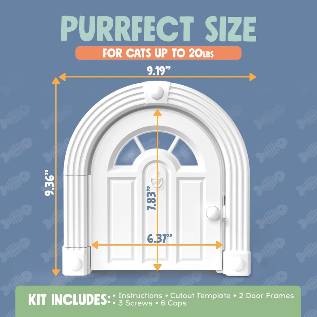 Purrfect Portal Meow Manor® Cat Door Interior Door - No-Flap, Fits Cats Up to 20 lbs, Easy DIY Setup, No Training Needed