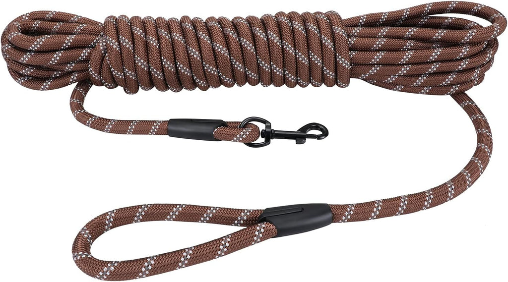 Hi Kiss Dog/Puppy Obedience Recall Training Agility Lead - 15ft 20ft 30ft 50ft 100ft Training Leash - Great for Play, Camping, or Backyard - Black 20ft