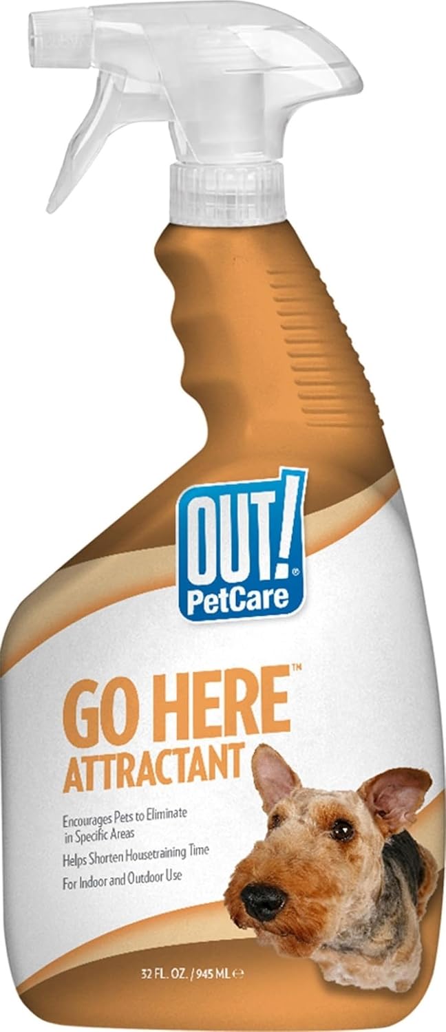 OUT! PetCare Go Here Attractant, Potty Training Spray for Dogs, 32oz | Dog Pee Spray, Puppy Potty Training, Housebreaking, Indoor & Outdoor, Pee Here Training, Training Aid, Easy Application