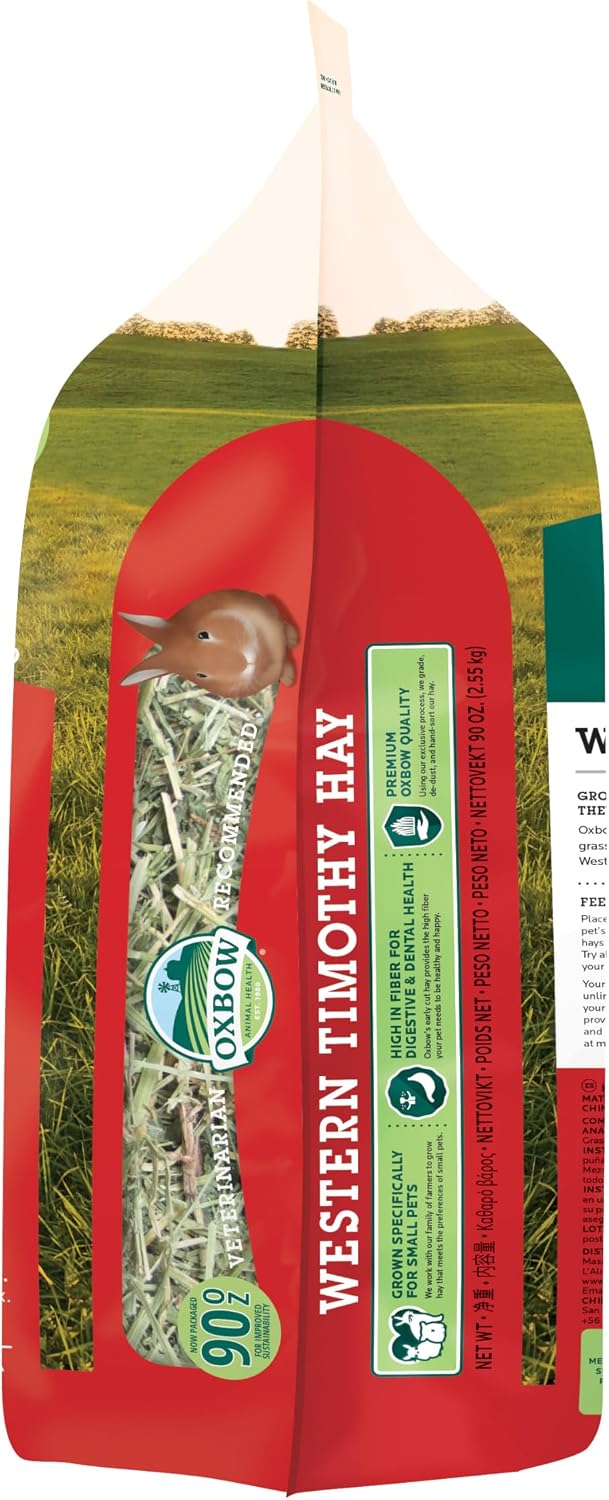 Oxbow Western Timothy Hay, Rabbit & Guinea Pig Hay, High Fiber, USA, 90 oz