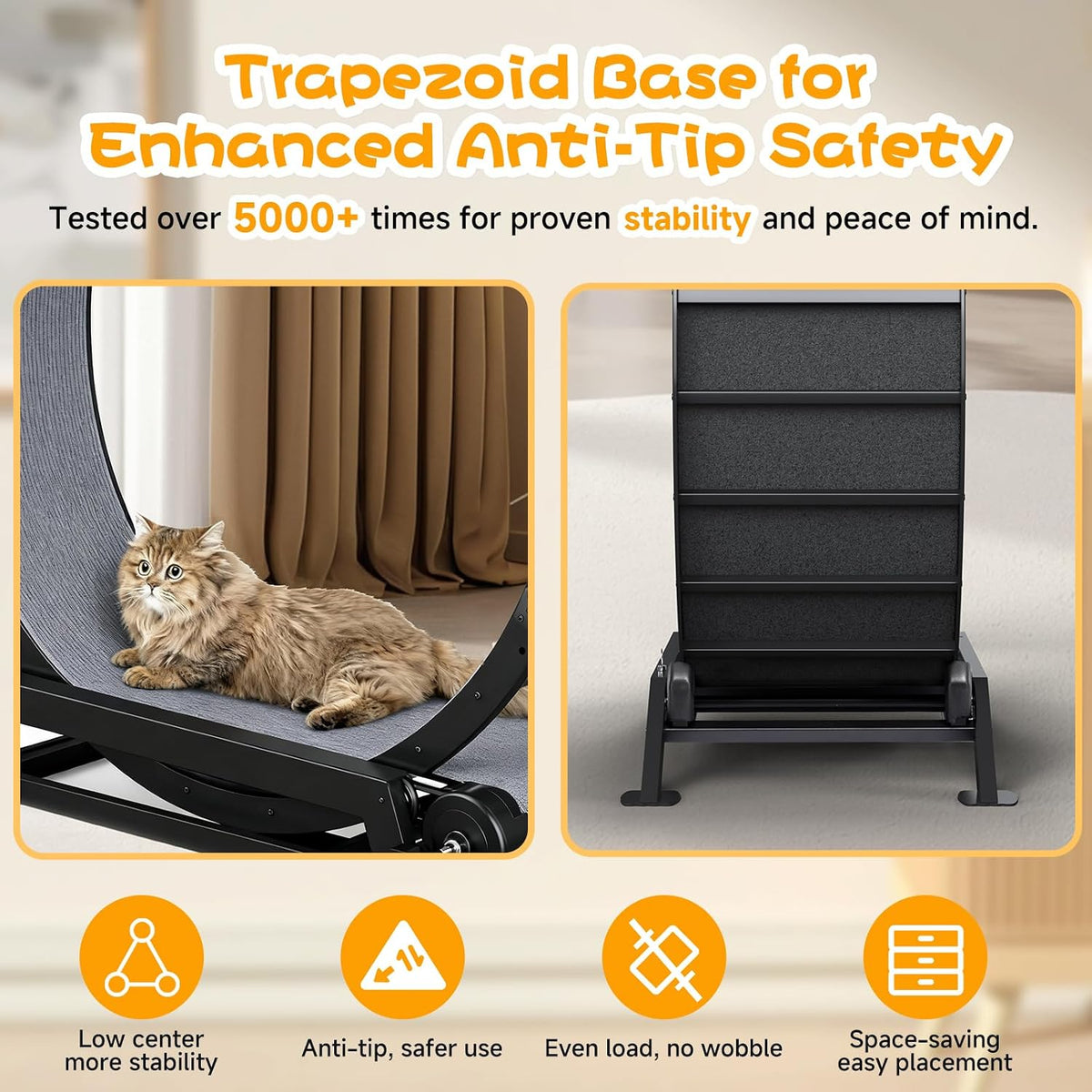 GTPLAYER Cat Wheels, 40" Diameter, Large Cat Exercise Wheel for Indoor Cats cat Treadmill Metal with Detachable Carpet & Teaser/Stickers, Ultra-Quiet Scroll Wheel with Latch, Safe and Stable, Grey
