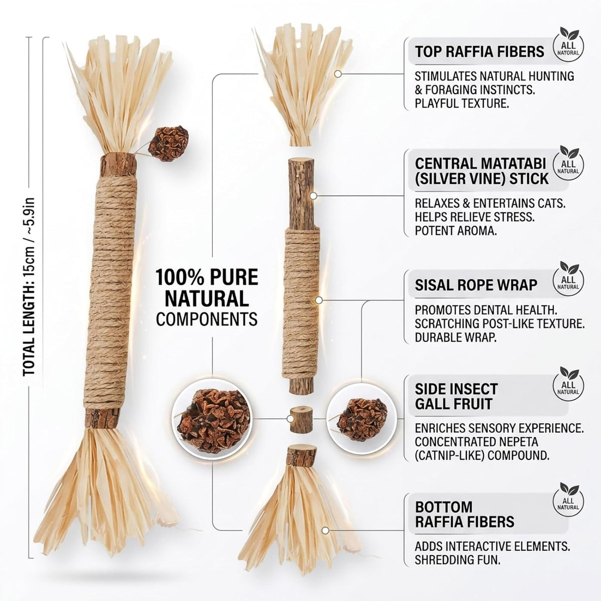 Cat Toys 12PCS Mix Catnip Chew Rope Silvervine Stick for Indoor Cat
