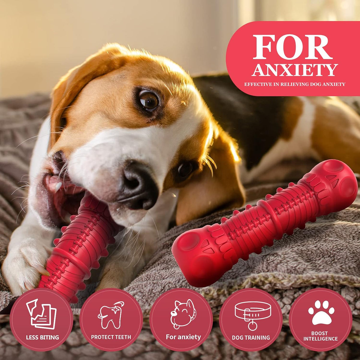 ZIKATON Dog Squeaky Toys for Aggressive Chewers, Durable Chew Toys for Large Medium Breed Dog, Dog Toys, Tough Durable Dogs Toys with Natural Rubber