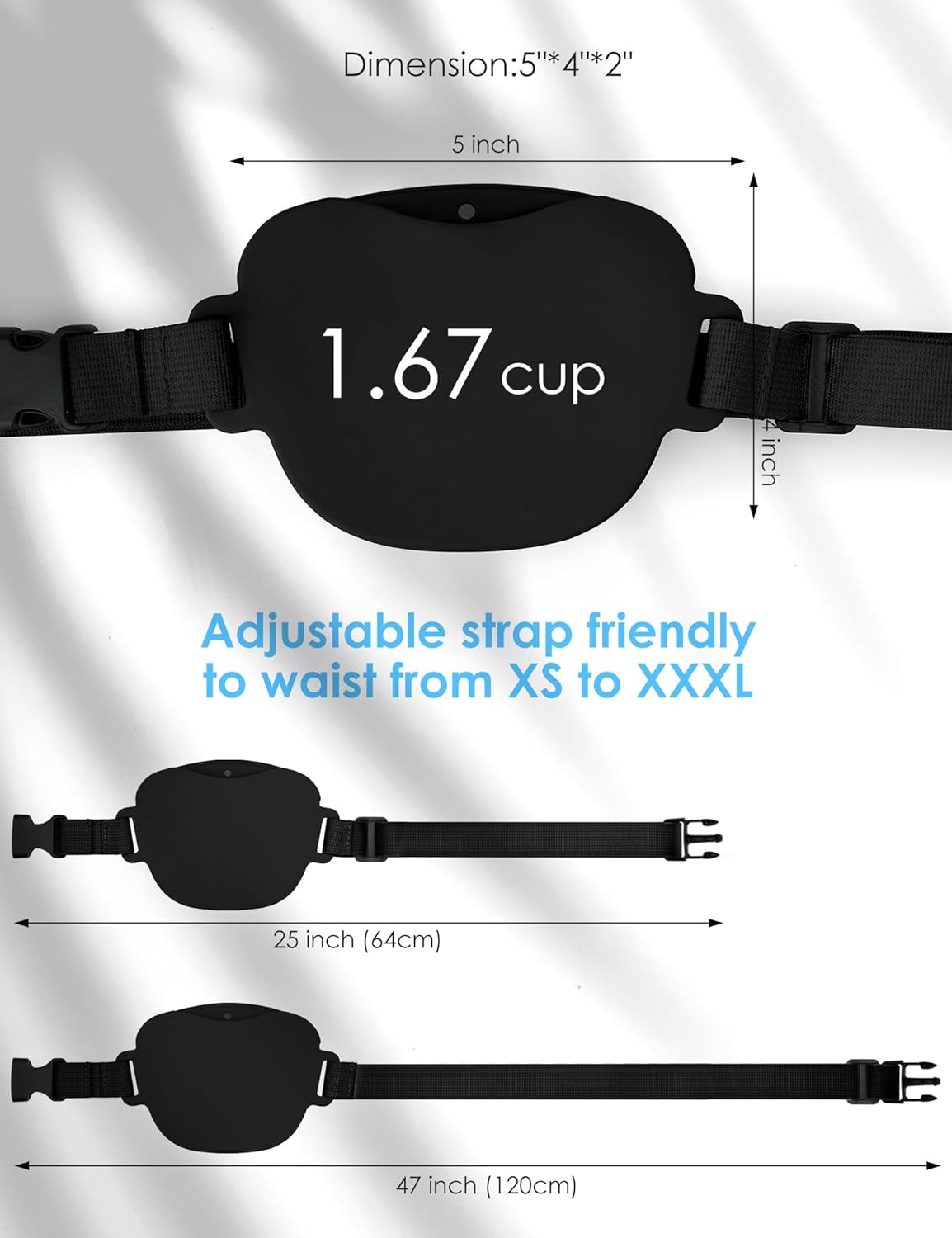 heouvo 1.67 Cup Magnetic Dog Treat Pouch with Training Clicker (Black) | Magnetic Closure, Silicone Bag with Waist Belt for Pet Training & Walking, Easy One-hand Treat Access