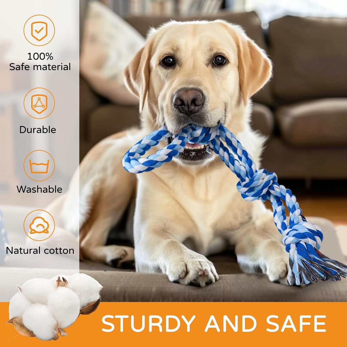 TLAZZ 2 Pack Chew Toys, for Aggressive Chewers | Dog Rope Toys, for Medium Large Breed, Teeth Cleaning Chew Toys Tug Toy, for Dog Boredom