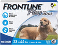 Frontline Plus for Dogs Medium Dog (23-44 pounds) Flea and Tick Treatment, 6 Doses | Trusted by pet owners for over 20 years,² kills fleas, ticks & chewing lice, waterproof 24 hr