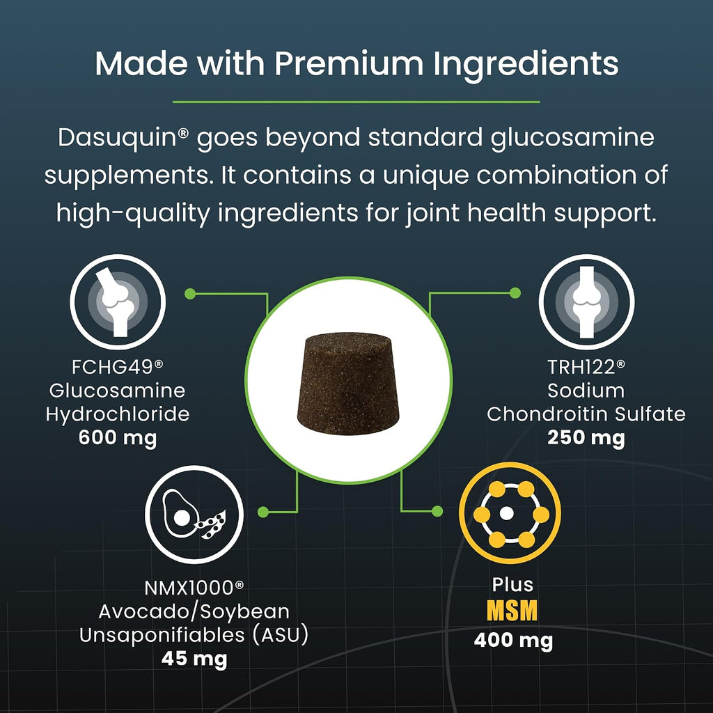 Nutramax Dasuquin MSM Joint Supplement, Small/Med Dogs, Soft Chews, 84ct | Glucosamine and Chondroitin, ASU & MSM, Dog Joint Support, For Dogs under 60 lbs, Vet-Recommended, Soft Chews