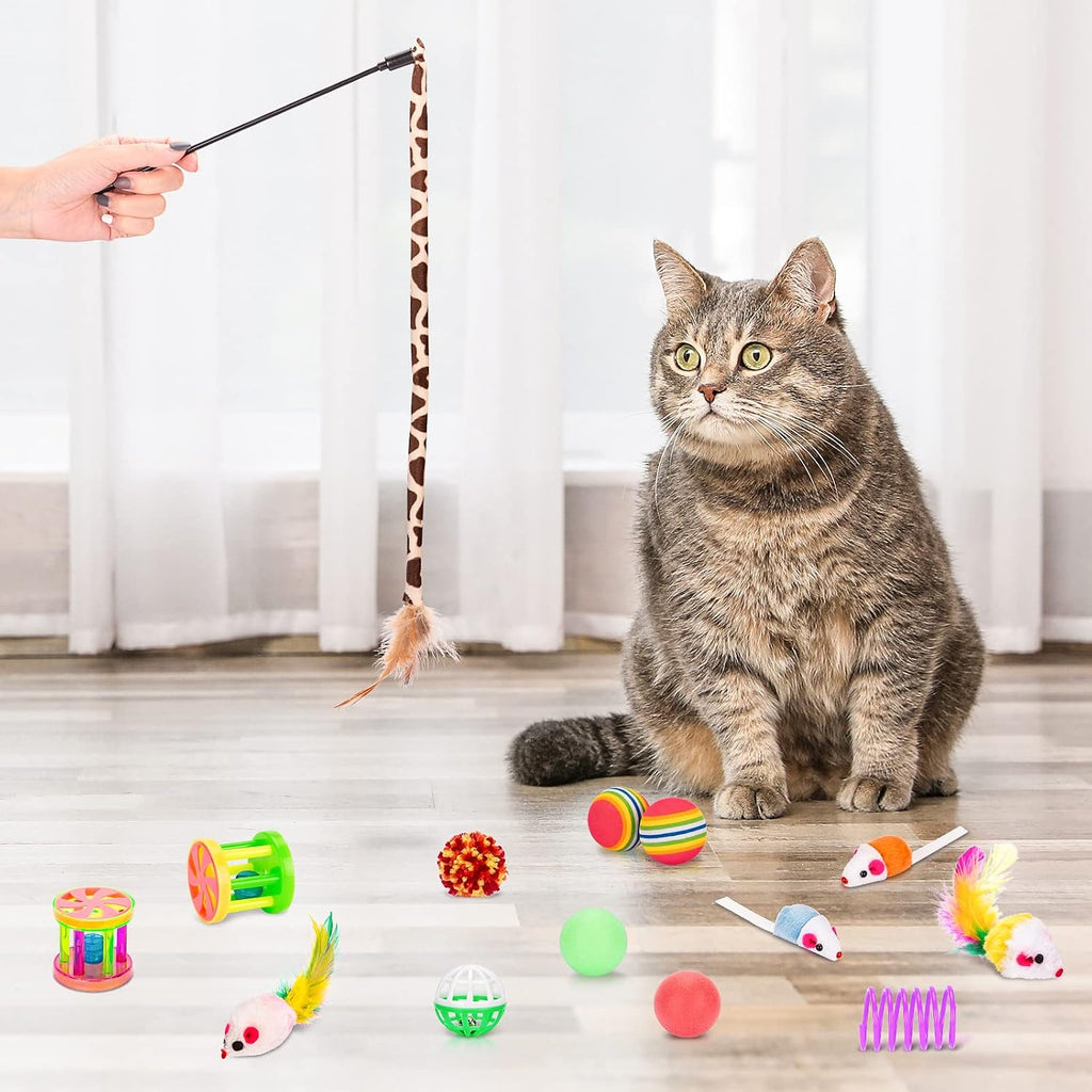 Retro Shaw 33Pcs Cat Toys with Tunnel for Indoor Cats