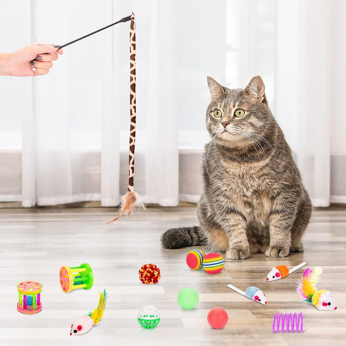 Retro Shaw 33Pcs Cat Toys with Tunnel for Indoor Cats