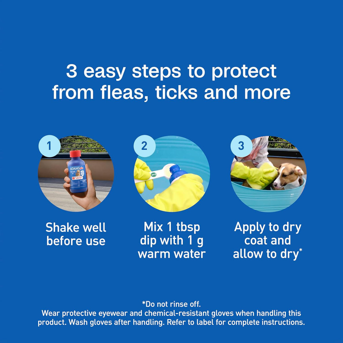 ADAMS Plus Pyrethrin Flea Dip For Dogs and Cats, Kills & Repels Ticks, Lice, Gnats, Mosquitoes, Fleas & Flies, For dogs, cats, puppies, and kittens, 4 Fl oz