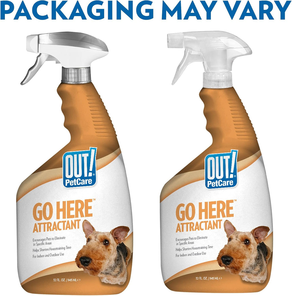 OUT! PetCare Go Here Attractant, Potty Training Spray for Dogs, 32oz | Dog Pee Spray, Puppy Potty Training, Housebreaking, Indoor & Outdoor, Pee Here Training, Training Aid, Easy Application