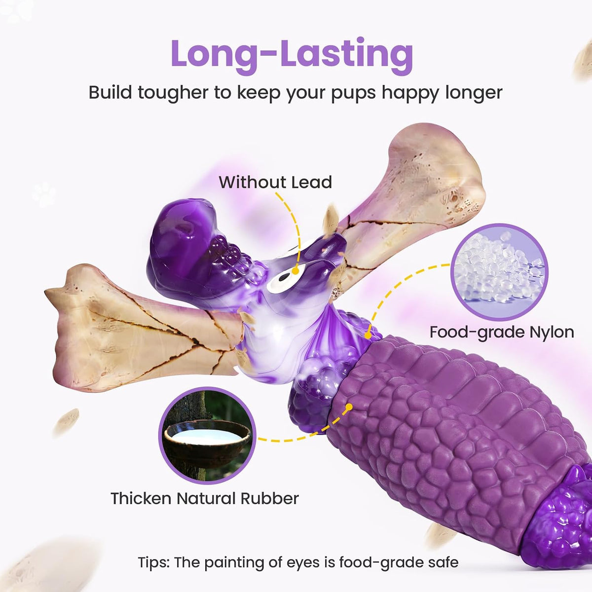 HGB Tough Dog Toys for Aggressive Chewers, Squeaky Indestructible Chew Toy | Alligator Dog Toy for Medium & Large Dogs, Hard Nylon & Natural Rubber, Teeth Cleaning Texture, Bacon Flavor, Keeps Dogs Busy