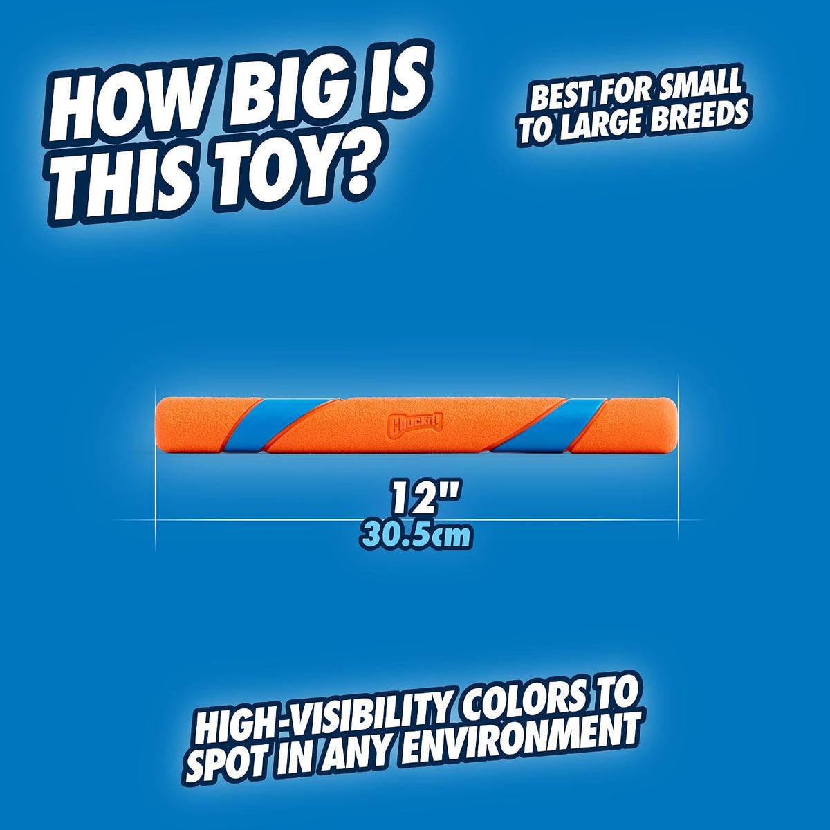 Chuckit! Ultra Fetch Stick Interactive Dog Toy, 12in, All Breeds | Crafted from the Same Durable Rubber as the Ultra Ball, This Fetch Stick Offers Bright Visibility for Outdoor Fetch Games