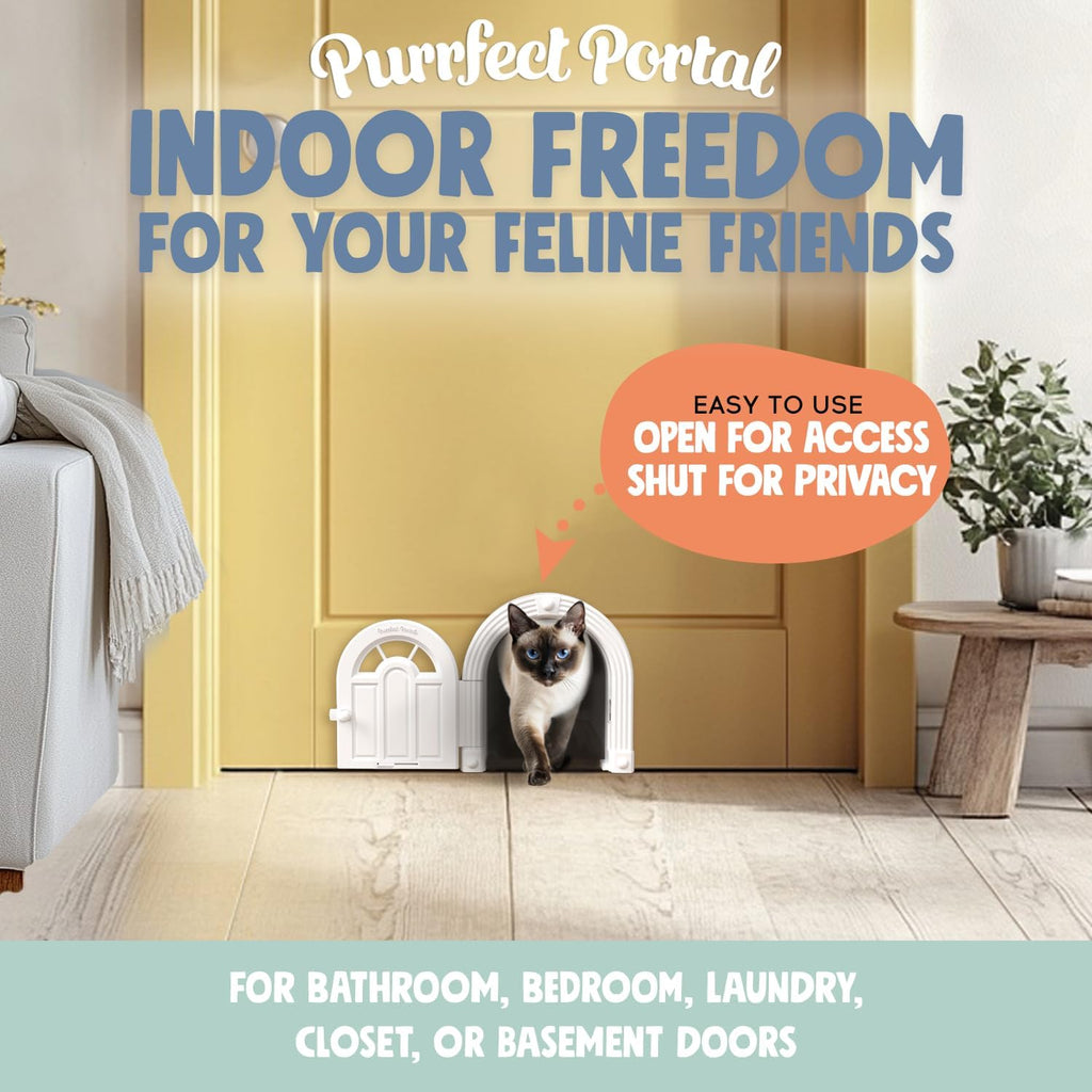 Purrfect Portal Meow Manor® Cat Door Interior Door - No-Flap, Fits Cats Up to 20 lbs, Easy DIY Setup, No Training Needed
