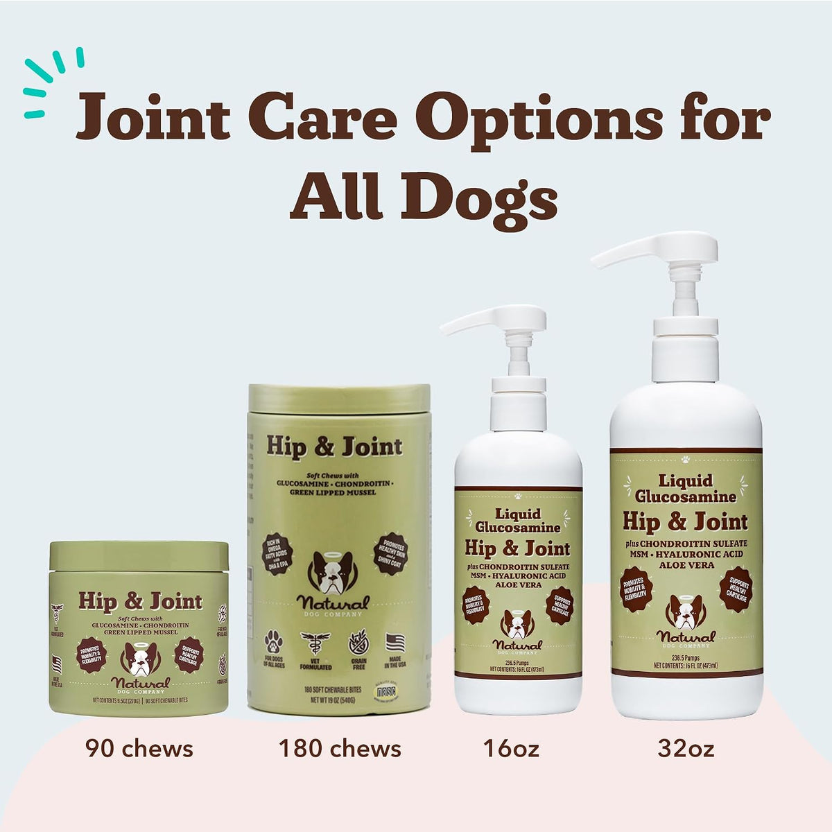 Natural Dog Company Liquid Glucosamine Hip & Joint Oil for Dogs, 16 oz, Extra Strength Cartilage & Joint Support, Helps Mobility and Eases Occasional Stiffness, Dog Vitamins & Supplements