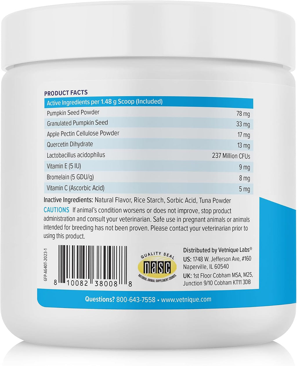 Vetnique Glandex for Cats, Anal Gland Powder & Fiber for Scooting