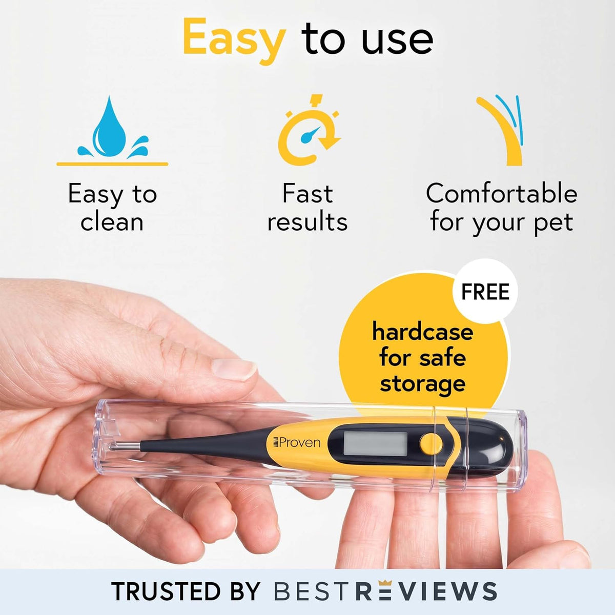 iProven Dog & Cat Thermometer for Fast and Accurate Fever Detection | Comfortable Flexible Tip, Waterproof Pet Thermometer, Quick Readings in 20 sec, Whelping and veterinary supply, DTK-117Y