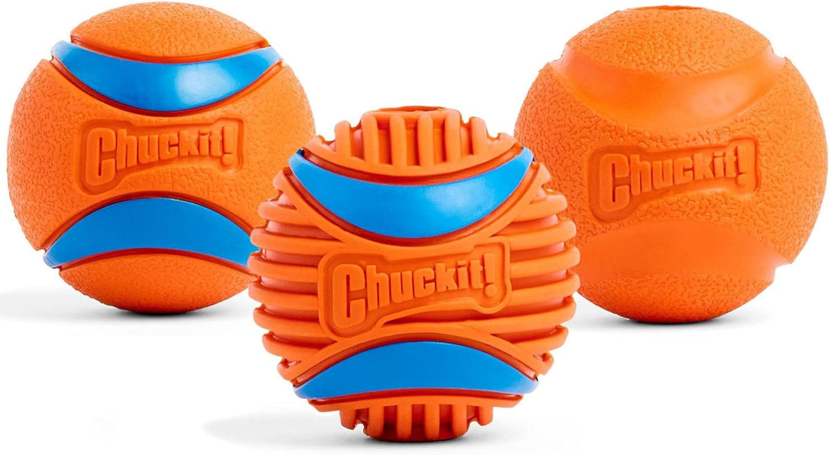 Chuckit! Ultra and Rugged Dog Balls, High-Bounce Fetch, Medium, Set of 3 | This Set of 3 Interactive Fetch Balls Offers High-Bounce, Durable Play for Medium-Sized Dogs Who Love a Good Chase