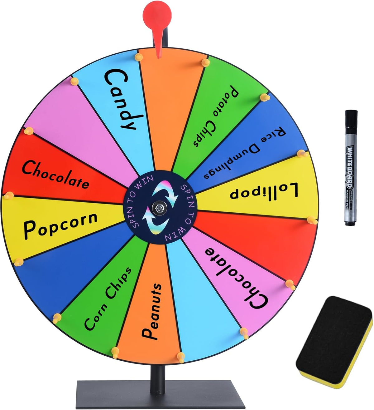 12 Slots Prize Wheel,12 Inch Prizes Spinner with Stand and Heavy Duty Base,Ruleta De Premios,Spin The Wheel for Fortune Spinning Game Carnival & Engaging Home Parties,Tradeshow.