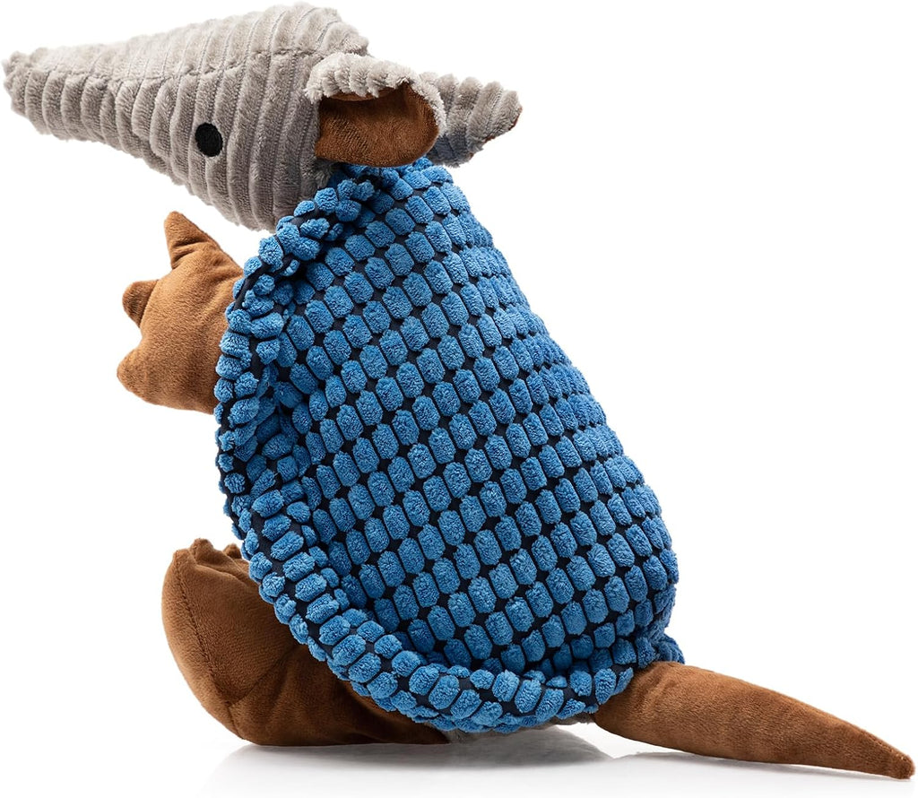 Hollypet Armadillo Squeaky Puppy Dog Toys for Small Medium Dogs, 8" | plush stuffed small dog squeak animal toy with unique grunt squeaker textured fabric for teeth cleaning toys