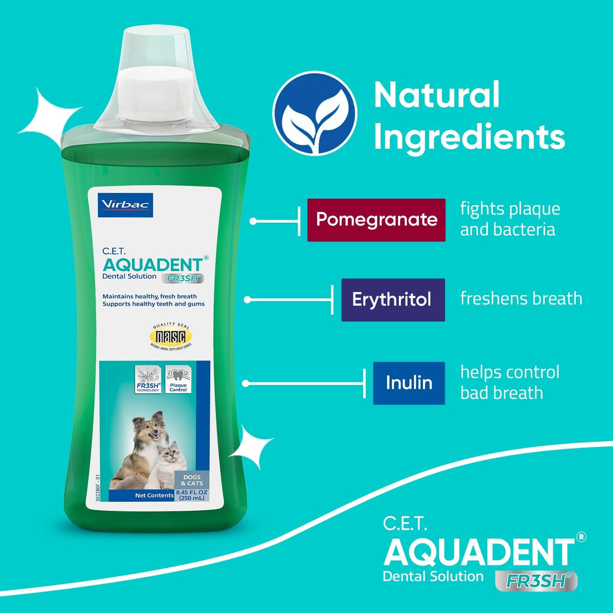 C.E.T. Aquadent Fr3sh Dental Solution for Dogs & Cats, 500 ml