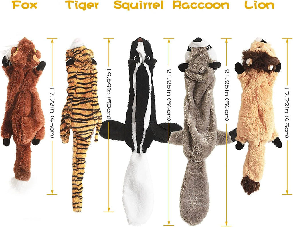 Dog Squeaky Chew Toys No Stuffing Soft Plush for Small Medium Large Breed | Best Birthday Gifts to Keep Them Busy Chewer Teething Chewing Fetch Interactive Squeakers Pet Supplies Bundle Tough Durable