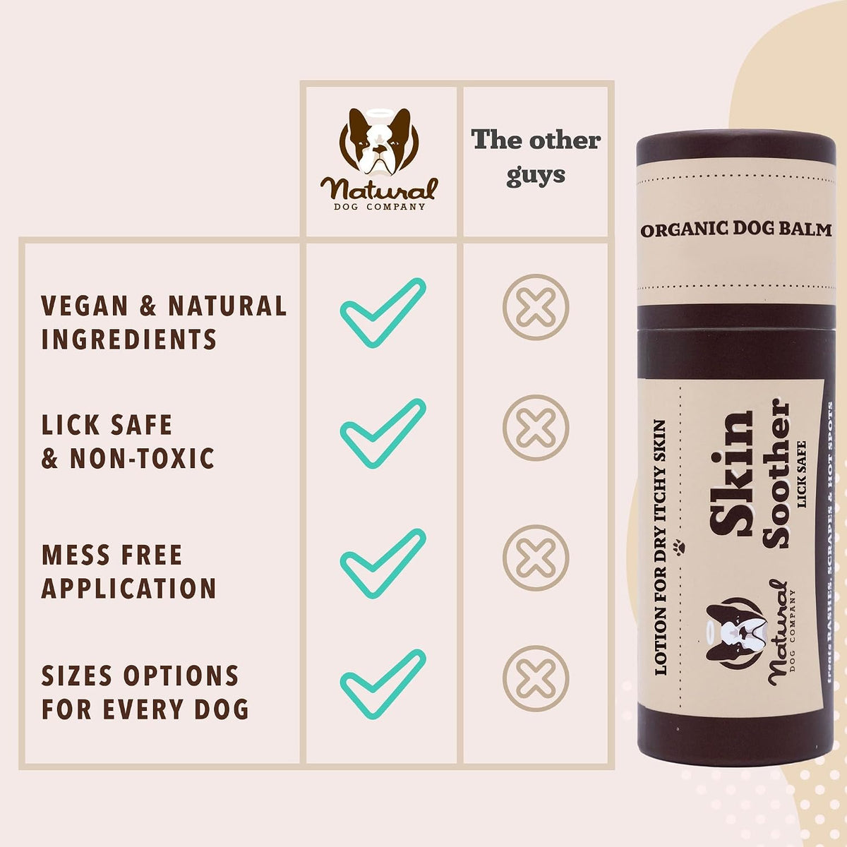 Natural Dog Company Skin Soother Dog Skin Balm, 2 oz Stick | Moisturizing for Dry Itchy Skin, Hot Spot Treatment, Coconut Oil & Vitamin E, For Outdoor Play, Beach Days & Hot Weather
